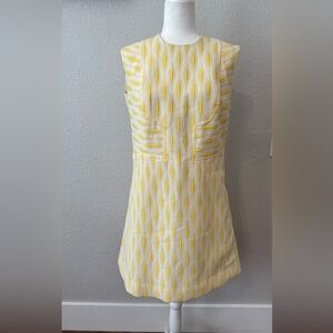 Coronet Vintage 60's Geometric Mini Dress Yellow Made in Germany Size 10 12